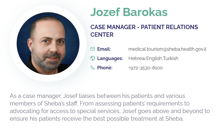 Medical personnel web card showcasing HCP Jozef Barokas' credentials and contact details.